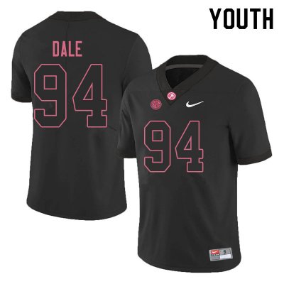 NCAA Youth Alabama Crimson Tide #94 DJ Dale Stitched College 2019 Nike Authentic Black Football Jersey FA17P76US
